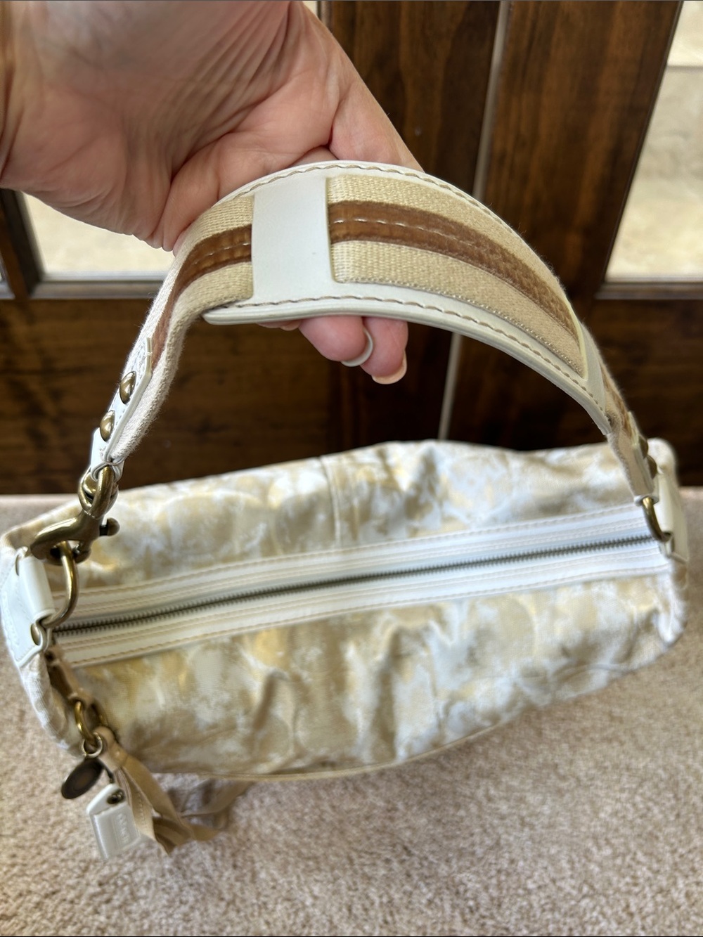 Coach Ivory Metallic Patterned Hobo Shoulder Bag - Picture 2 of 13